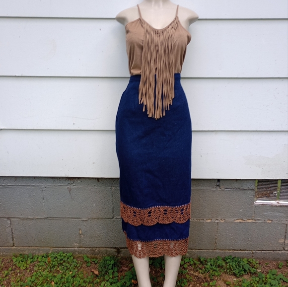 Vintage Tiered Blue Jean Dress - Picture 2 of 6